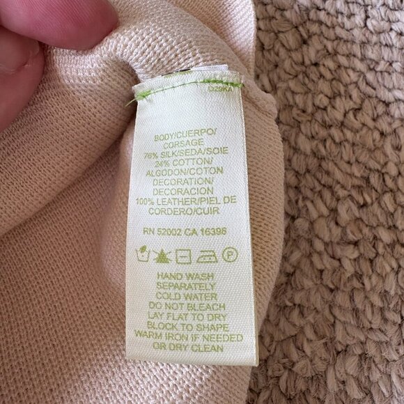 Sigrid Olsen Silk-Cotton Cardigan w/ Leather Accents | Size S - Picture 4 of 7